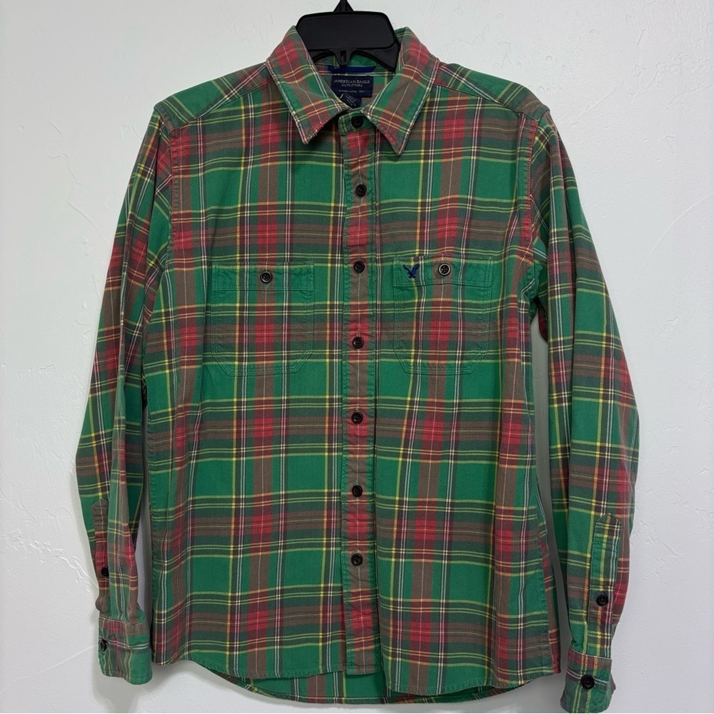 American Eagle Outfitters Vintage Slim Fit Men's Plaid Button Front Shirt Medium